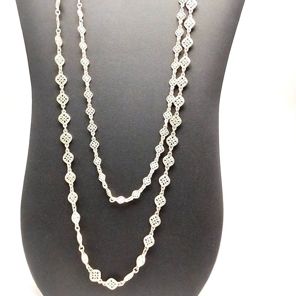 Stella and Dot DEVON 66" Filigree Convertible Silver-tone Station Necklace/Belt